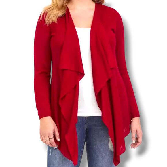 Torrid Open Front Cardigan Sweater 2X Plus Red Lightweight - Picture 1 of 12
